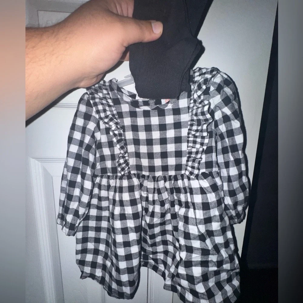 WonderNation 6-9Months Cotton Plaid Dress with tight Outfit 2 Piece Set NWT